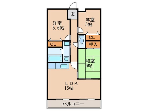 ｼﾃｨ.ﾗｲﾌ ｸﾞﾗﾝｳﾞｨ-ﾈ星ヶ丘A棟の物件間取画像